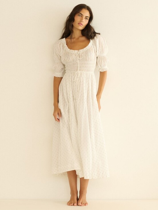 Doen Dresses & Skirts - Doen ISCHIA DRESS IN SALT FLOCK DOT